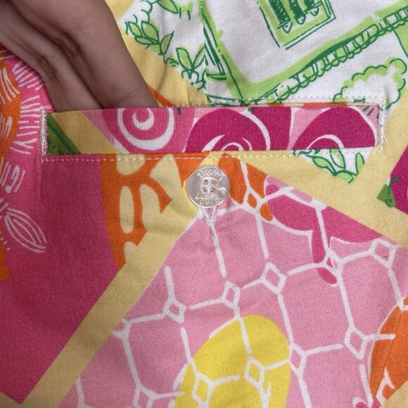 Lilly Pulitzer Pink Green Palm Beach Patchwork Cropped Pants‎ Size 4 Preppy - Picture 14 of 14